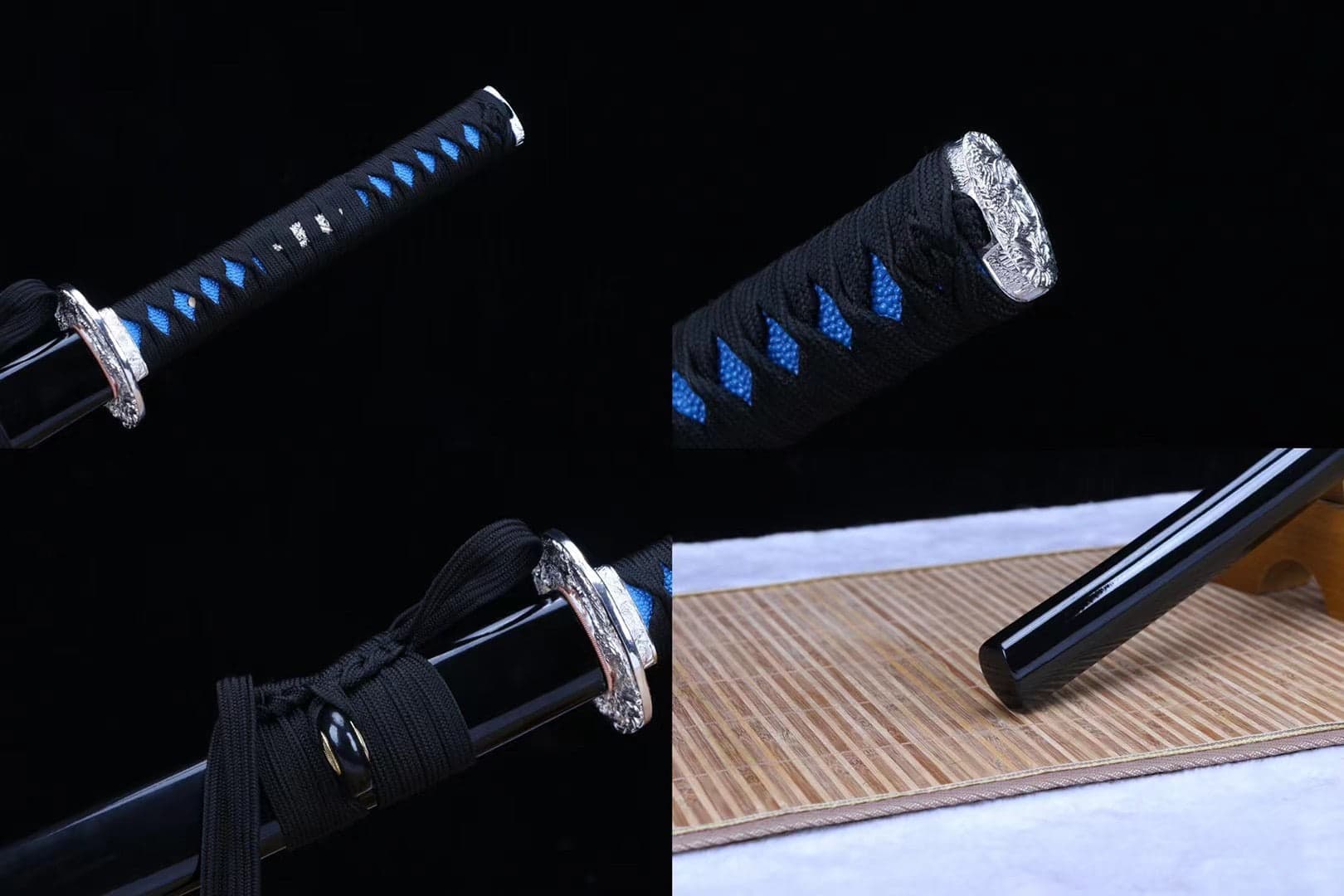 Japanese Sword Set Black Blue