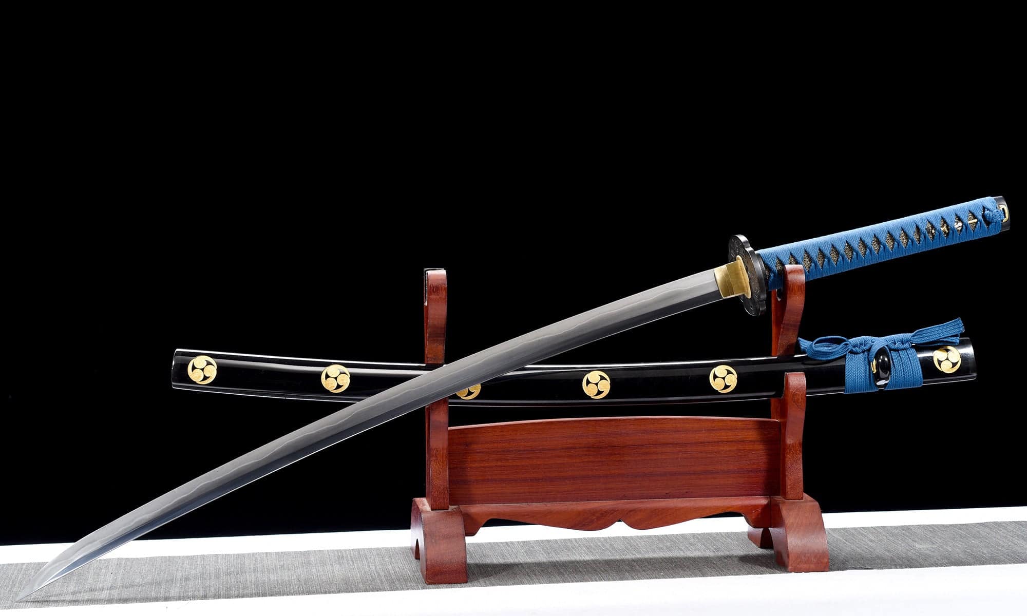 Black And Blue Mitsudomoe Katana