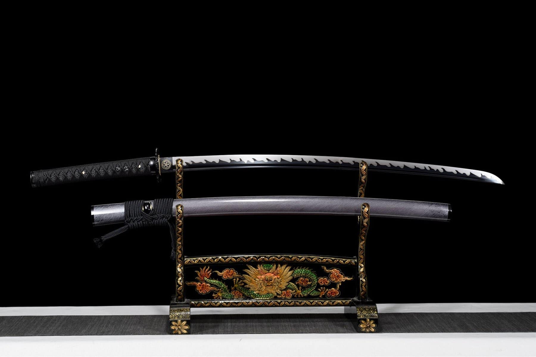 Grey Katana Black Flames Blade