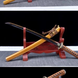 Orange And Brown Colored Blade Katana Set