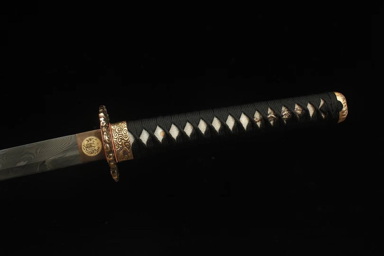 Black Engraved Dragon Scabbards Katana