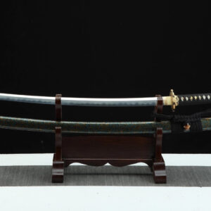 Black Katana Golden Flower Tsuba