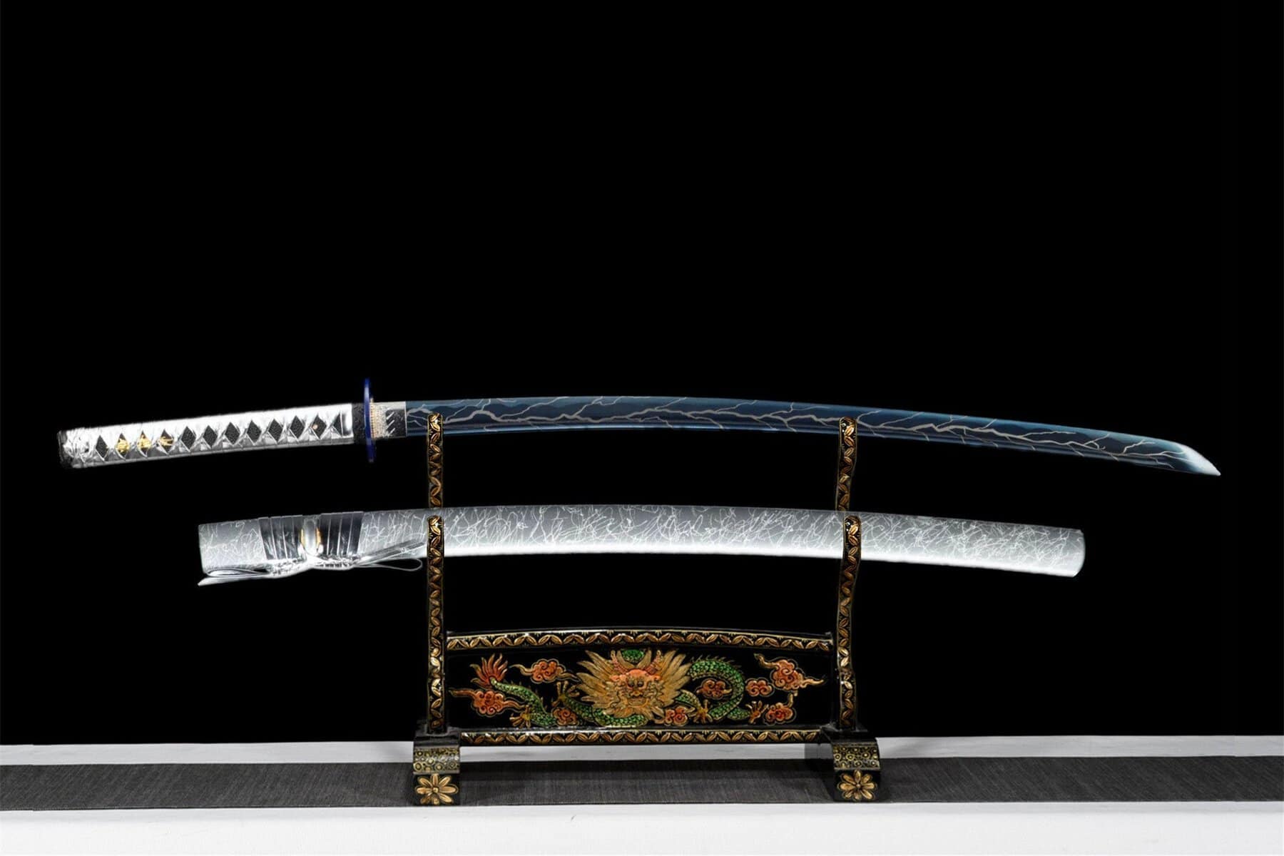 Blue Lightning Blade White Katana