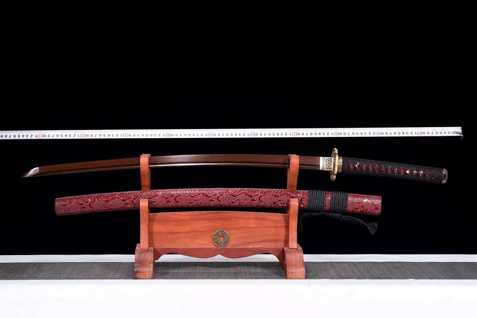 Red Copper Damascus Katana