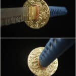 Blue Engraved Dragon Scabbards Katana