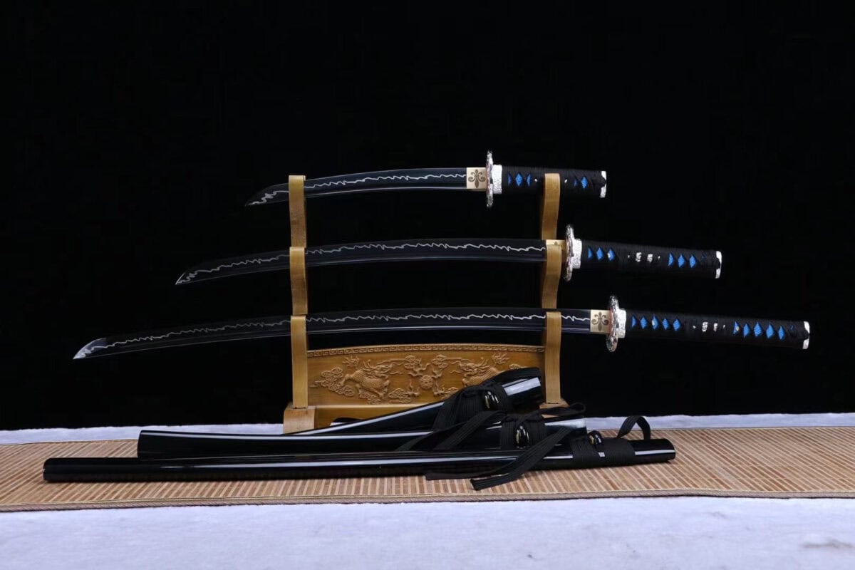 Japanese Sword Set Black Blue