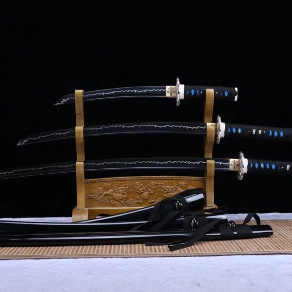 Japanese Sword Set Black Blue