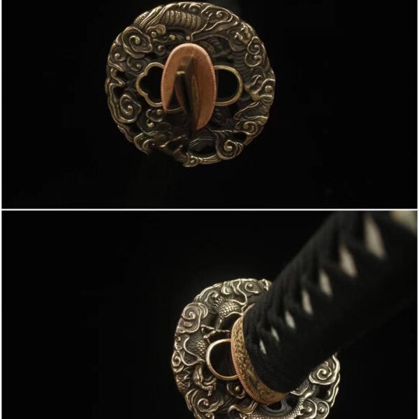 Black Engraved Dragon Scabbards Katana