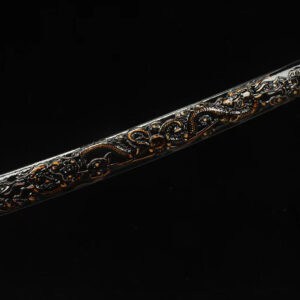 Black Engraved Dragon Scabbards Katana