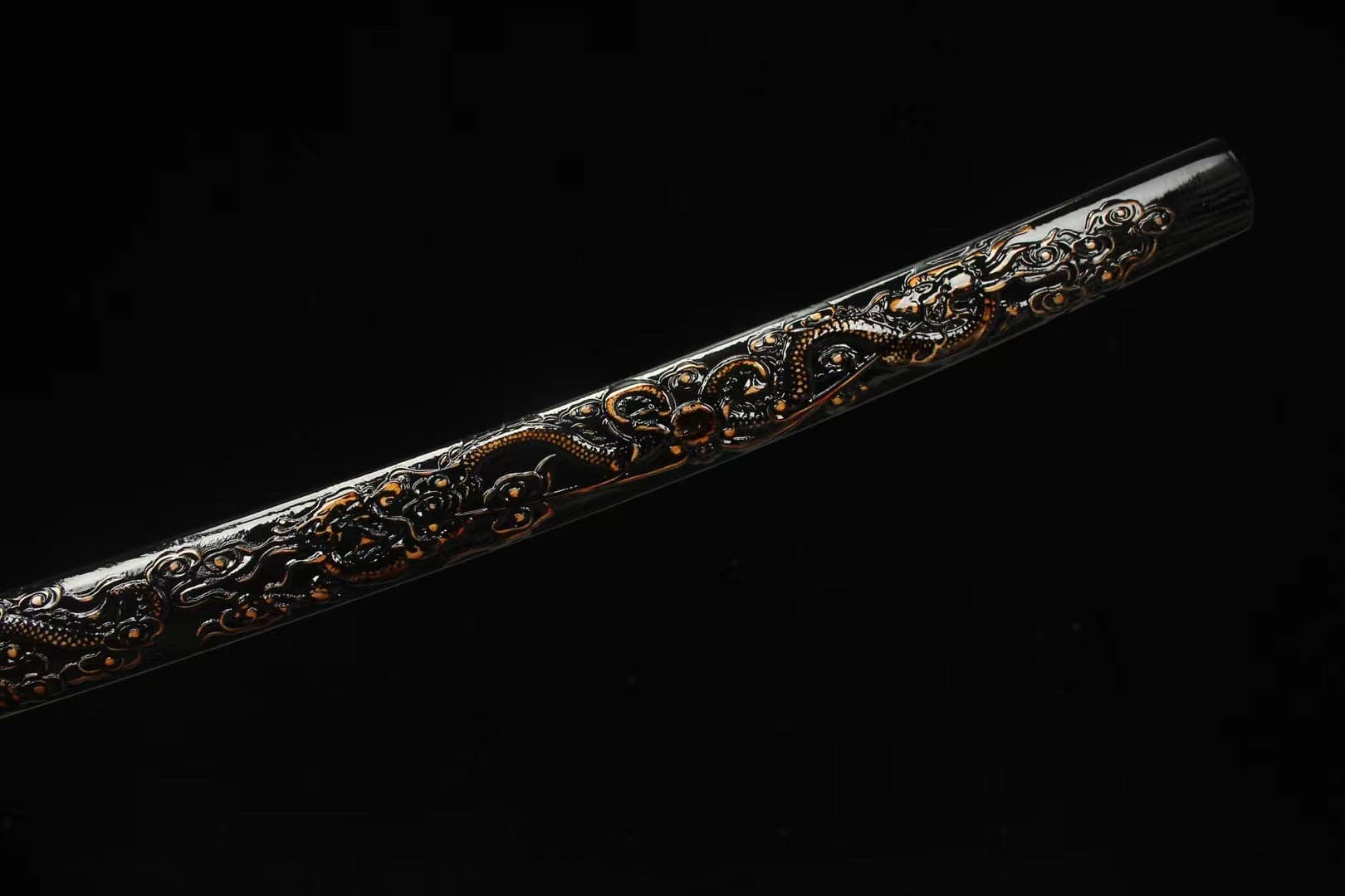 Black Engraved Dragon Scabbards Katana