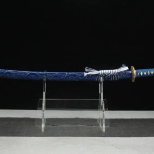 Blue Engraved Dragon Scabbards Katana