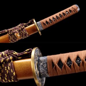Orange And Brown Colored Blade Katana Set