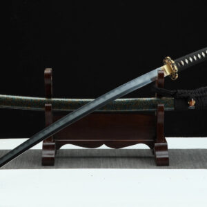 Black Katana Golden Flower Tsuba