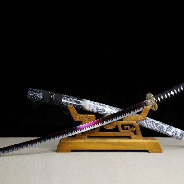 Baked Purple And White Japanese Samurai Sword