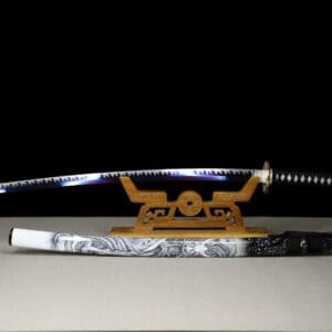 Baked Purple And White Japanese Samurai Sword