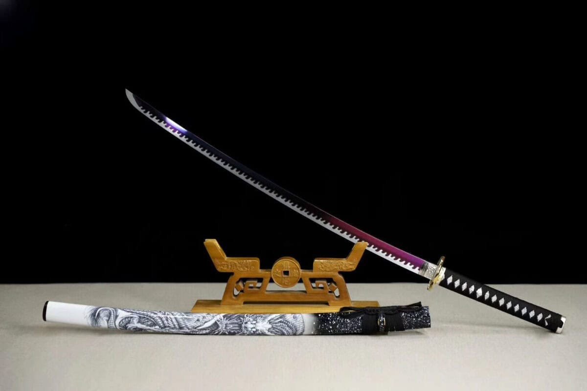 Baked Purple And White Japanese Samurai Sword
