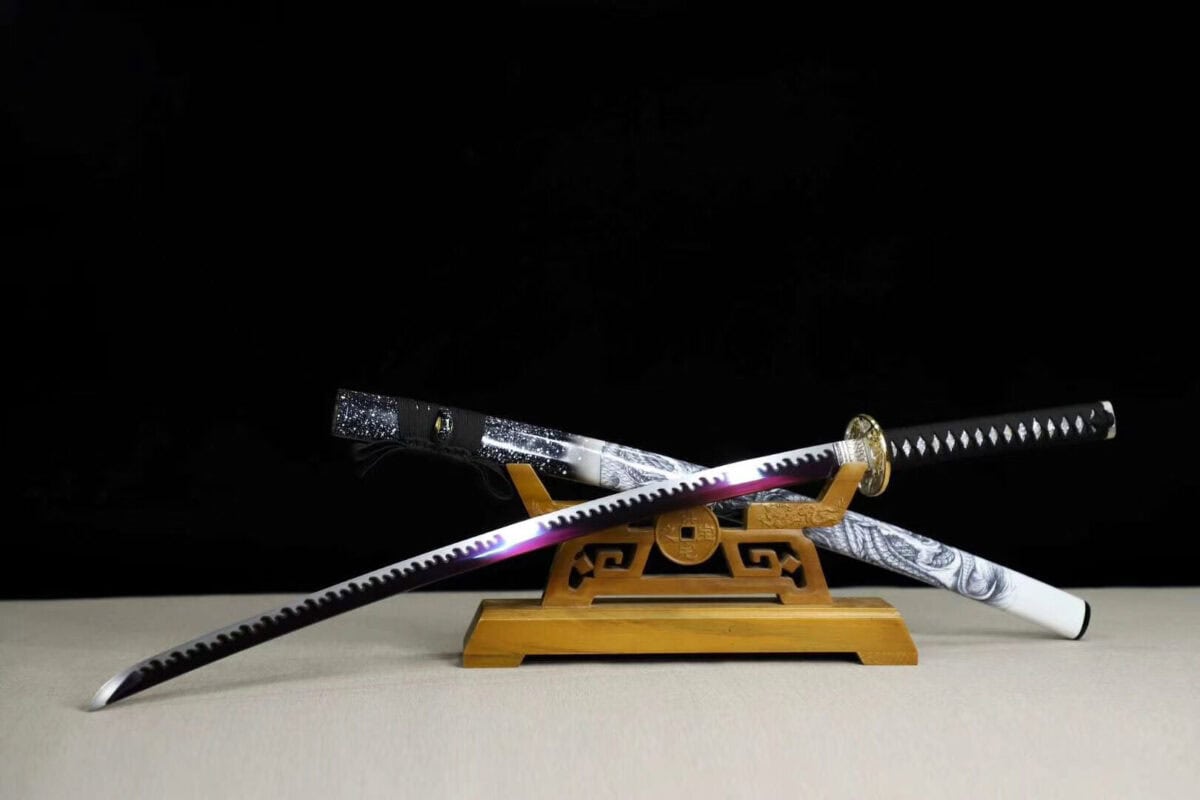 Baked Purple And White Japanese Samurai Sword