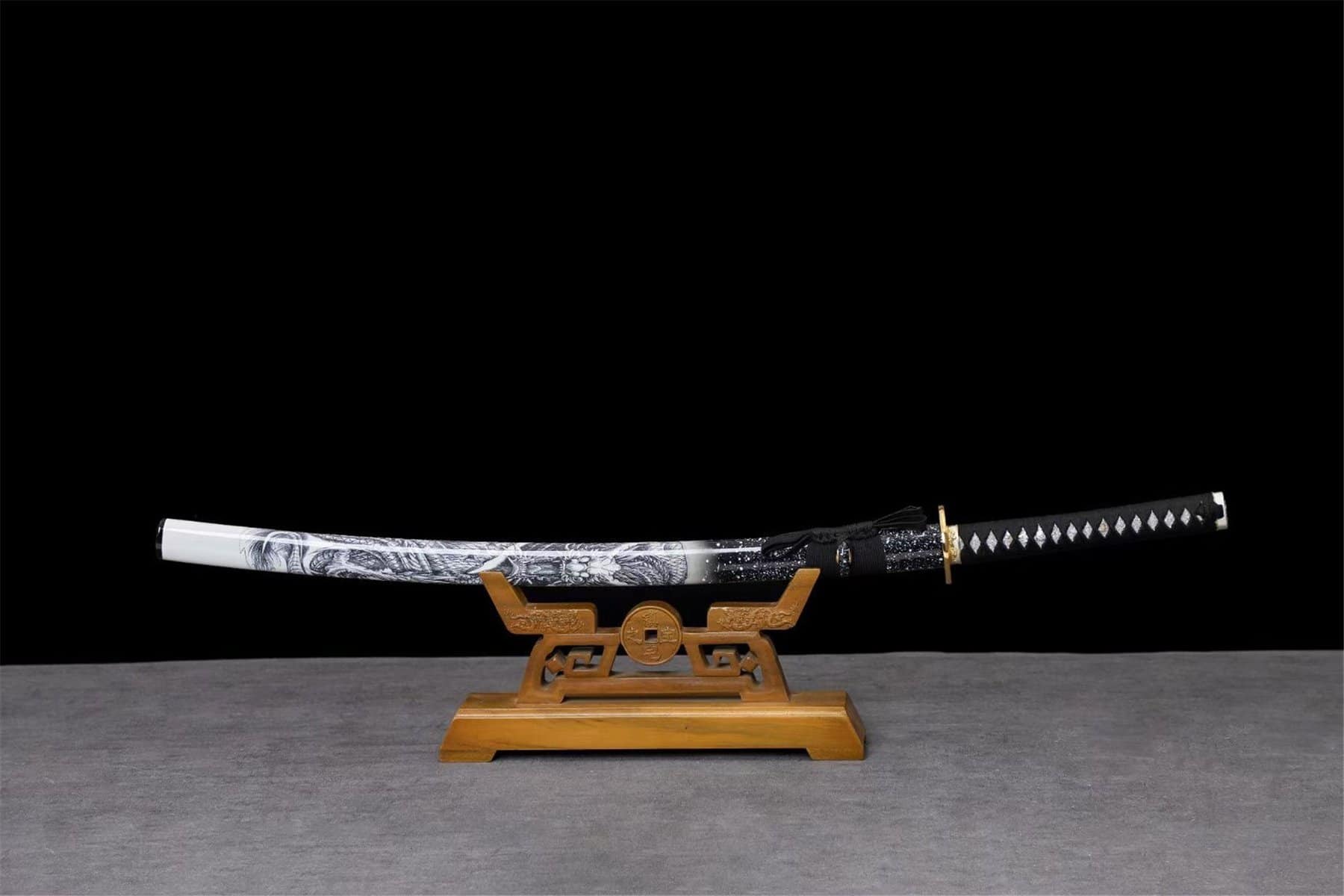Baked Purple And White Japanese Samurai Sword