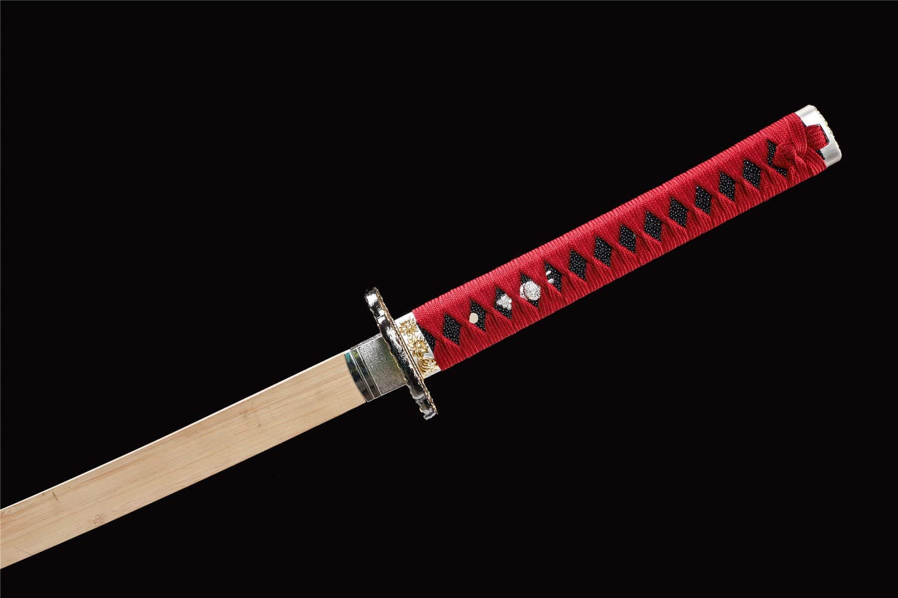 Black And Red Wooden Katana