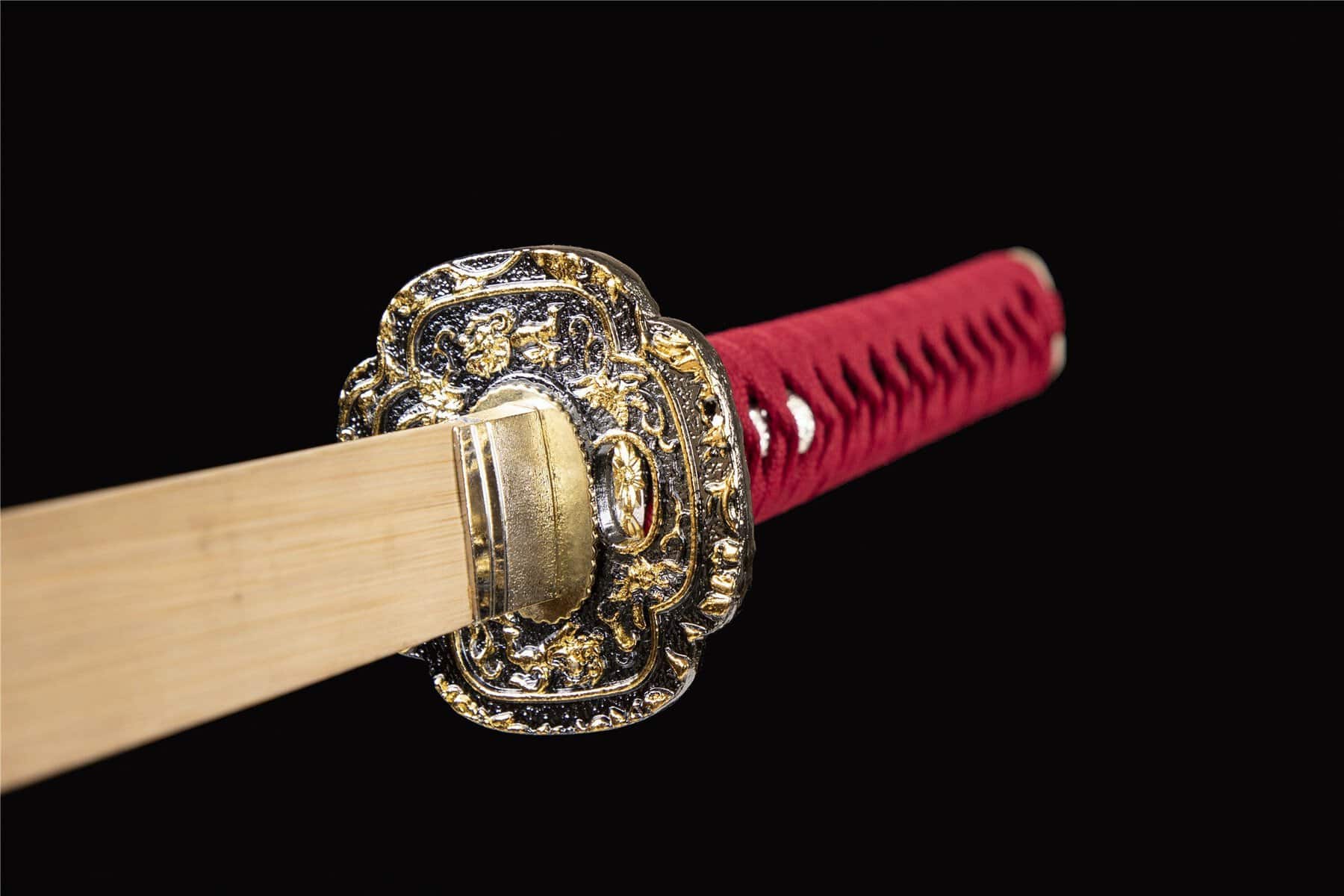 Black And Red Wooden Katana
