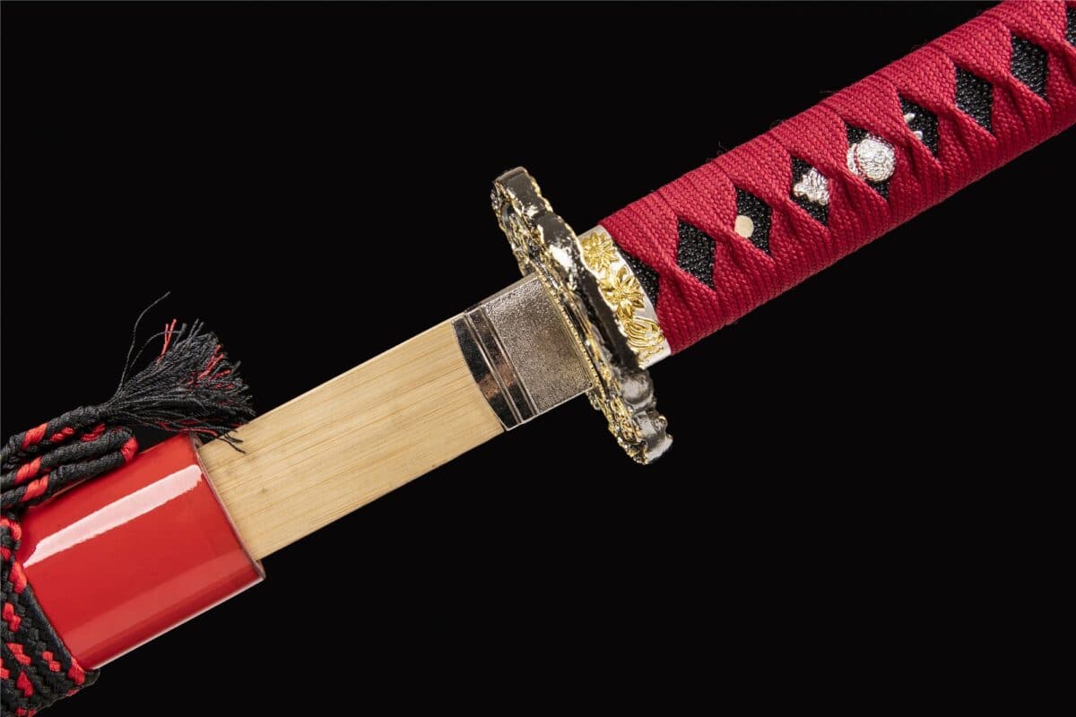 Black And Red Wooden Katana