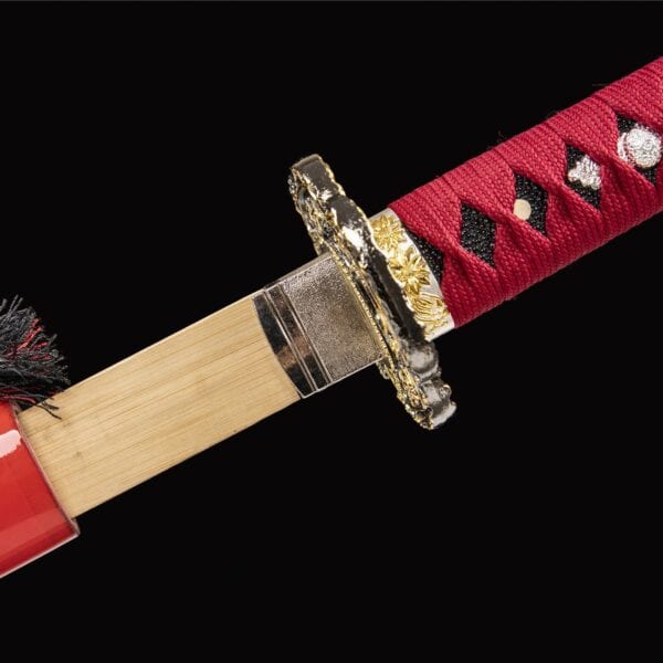 Black And Red Wooden Katana