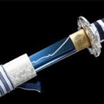 Black And White Handle Blue Blade Katana