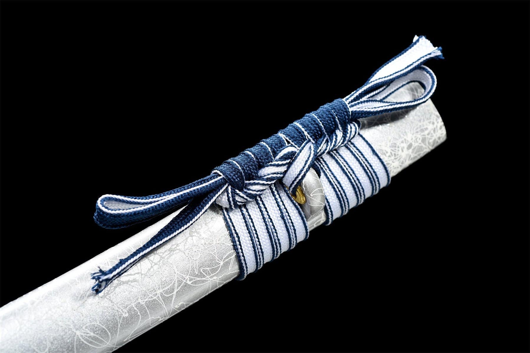 Black And White Handle Blue Blade Katana