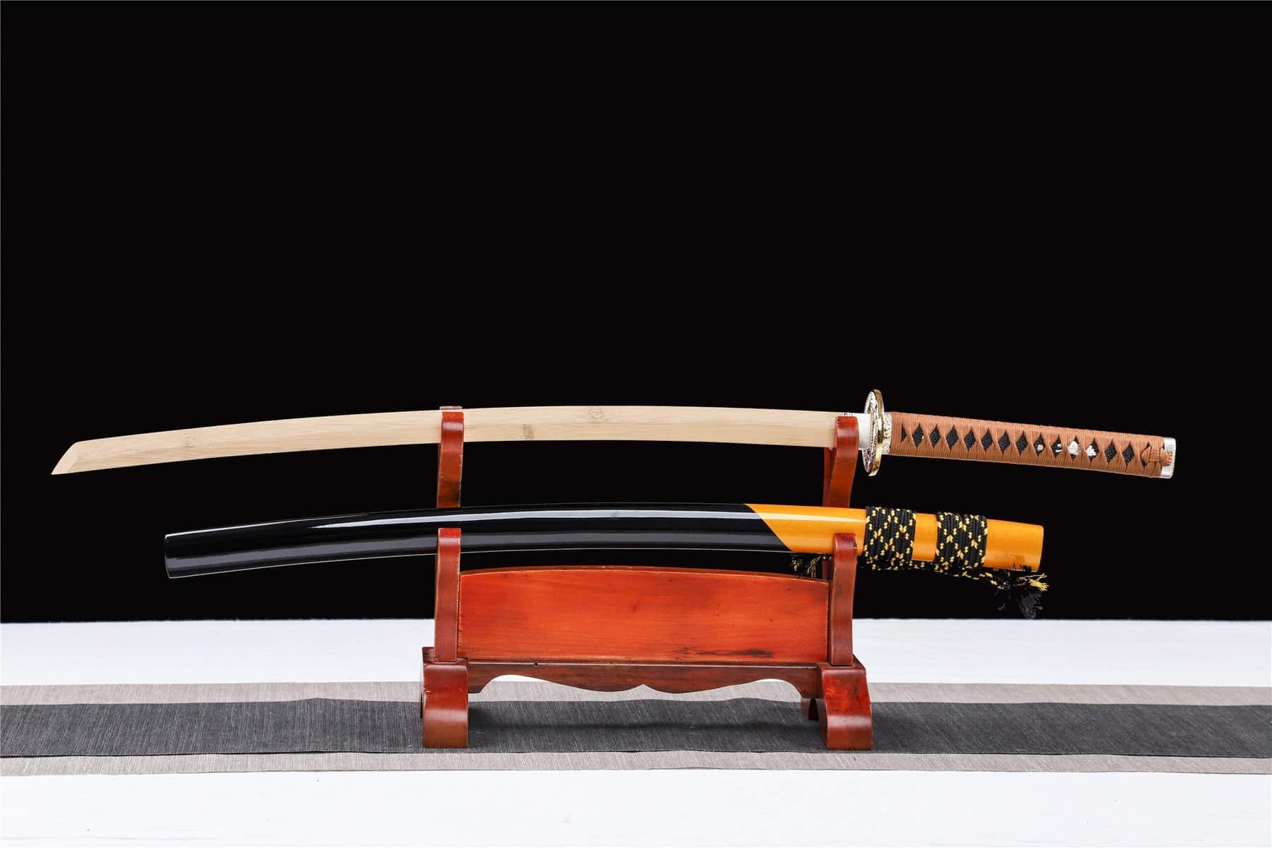 Black And Yellow Wooden Katana