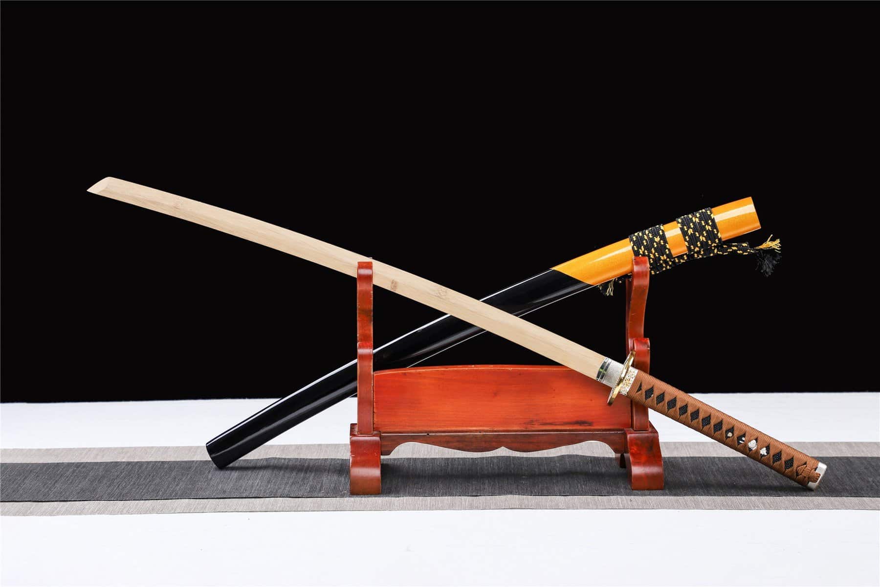 Black And Yellow Wooden Katana