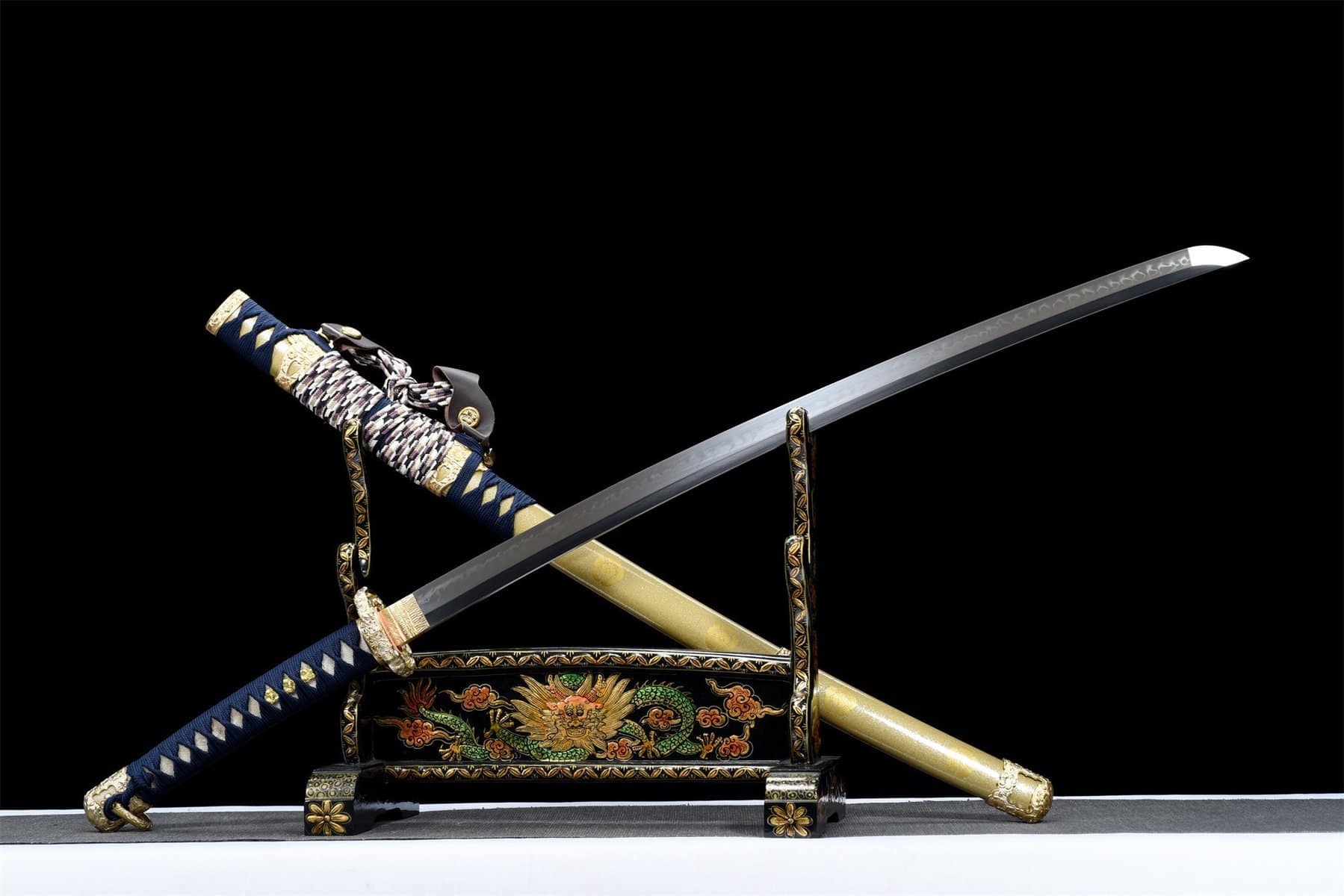 Blue And Gold Tachi Sword