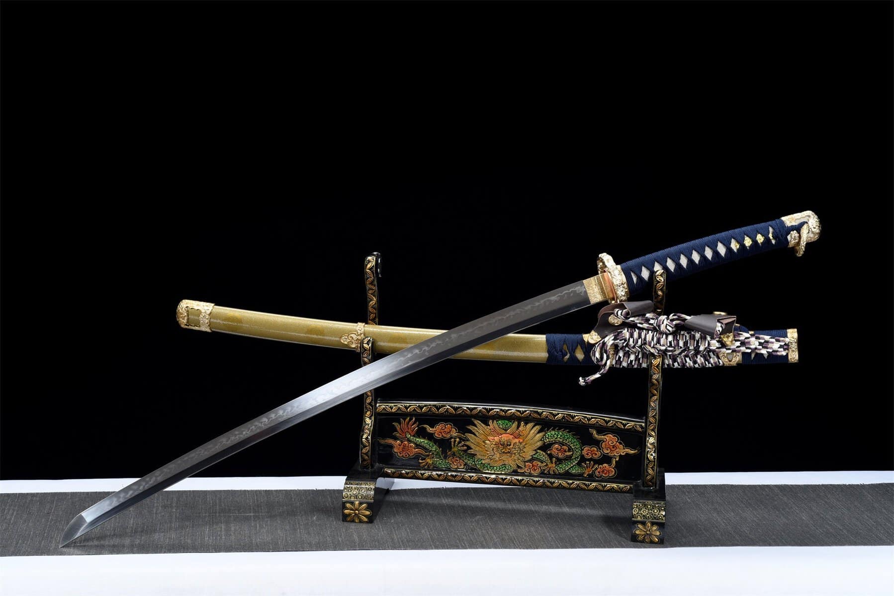Blue And Gold Tachi Sword