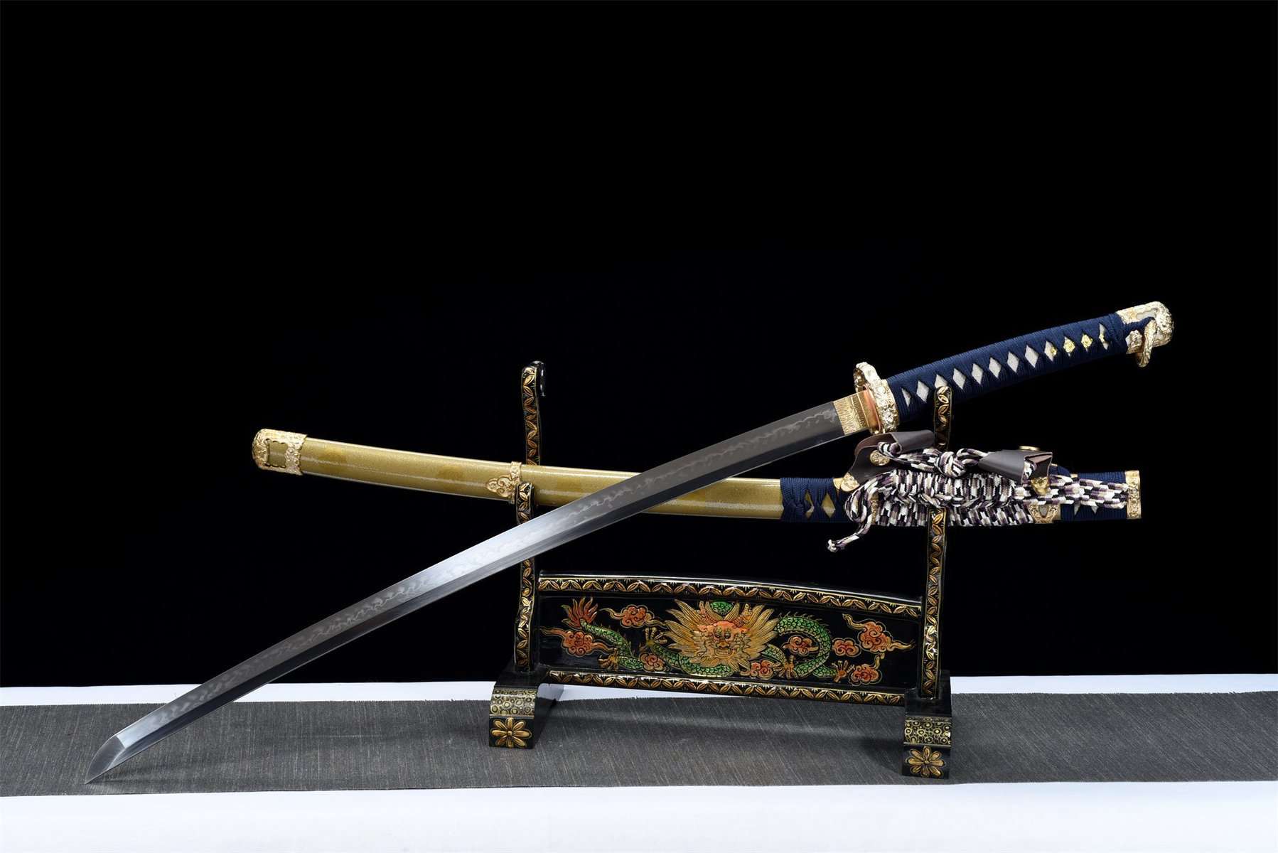 Blue And Gold Tachi Sword