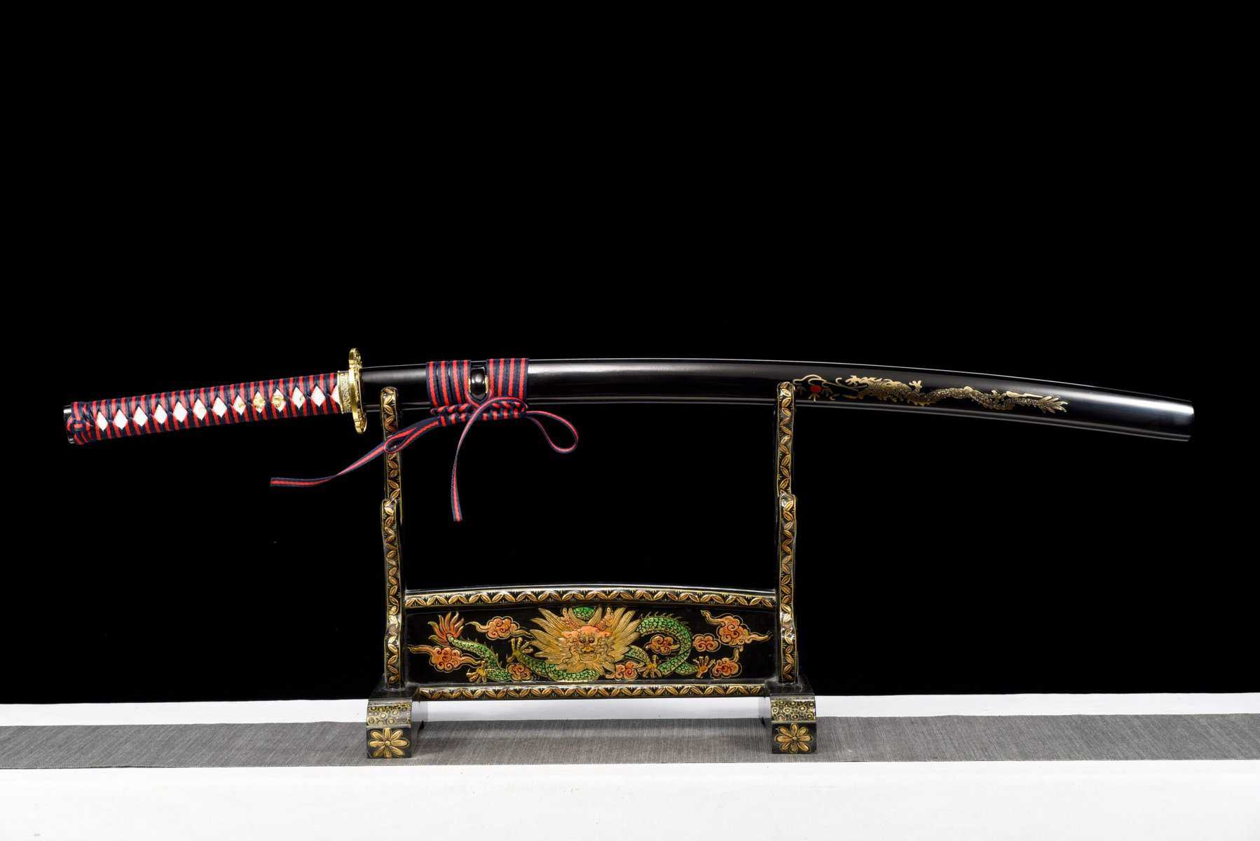Black And Red Carbon Steel Katana