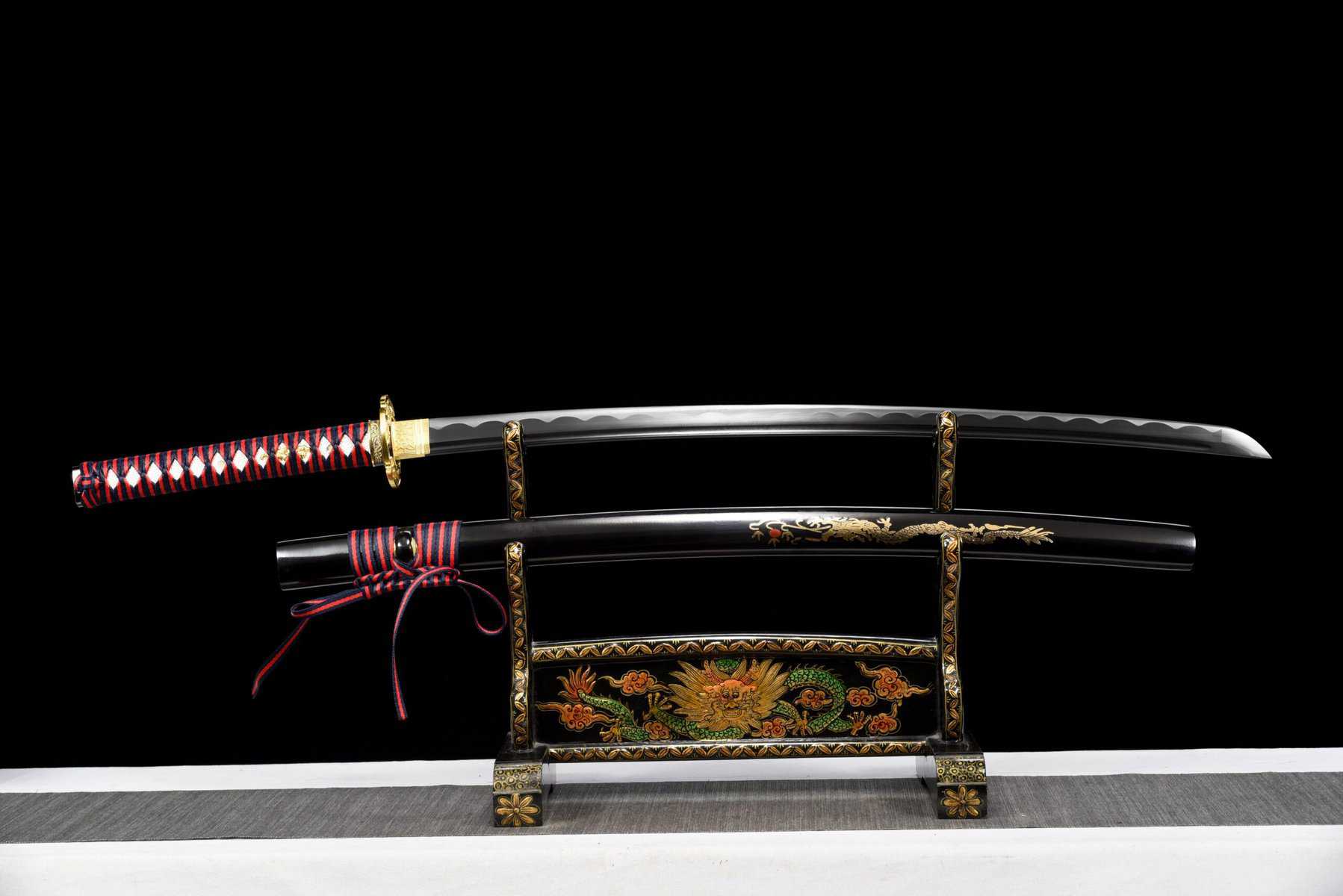Black And Red Carbon Steel Katana