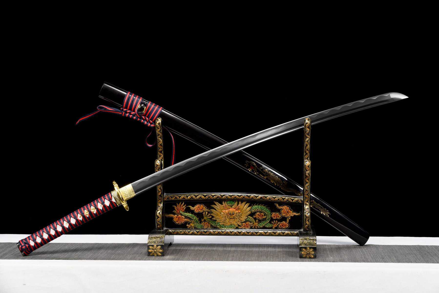 Black And Red Carbon Steel Katana