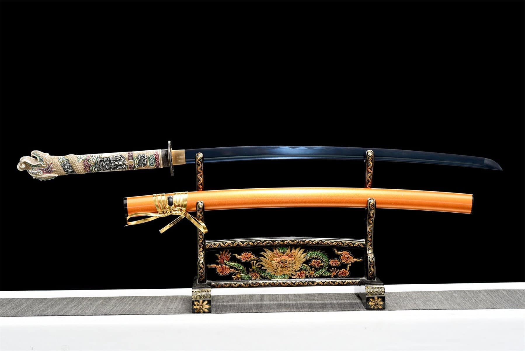 Dragon Head Orange Katana Blue Blade