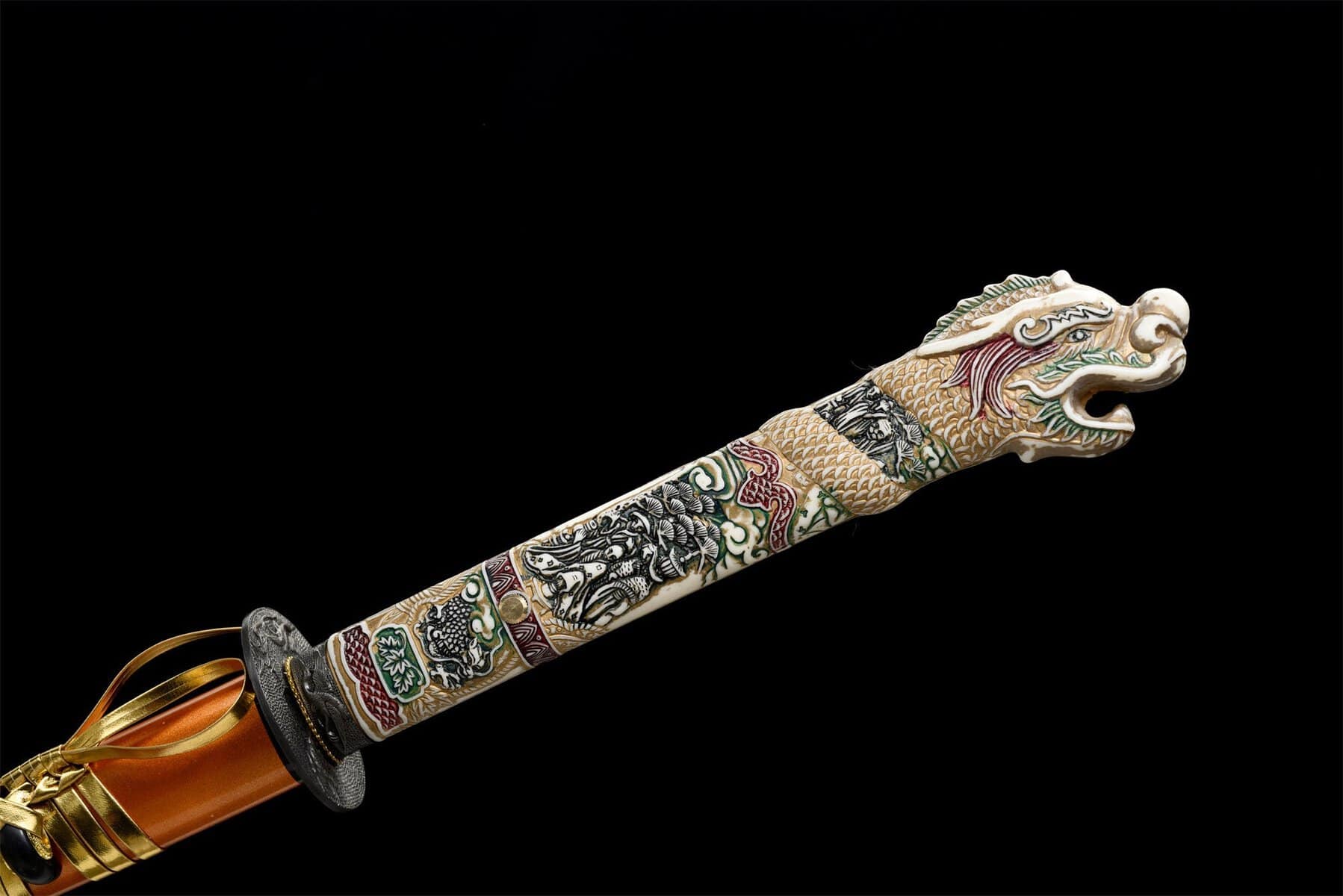 Dragon Head Orange Katana Blue Blade