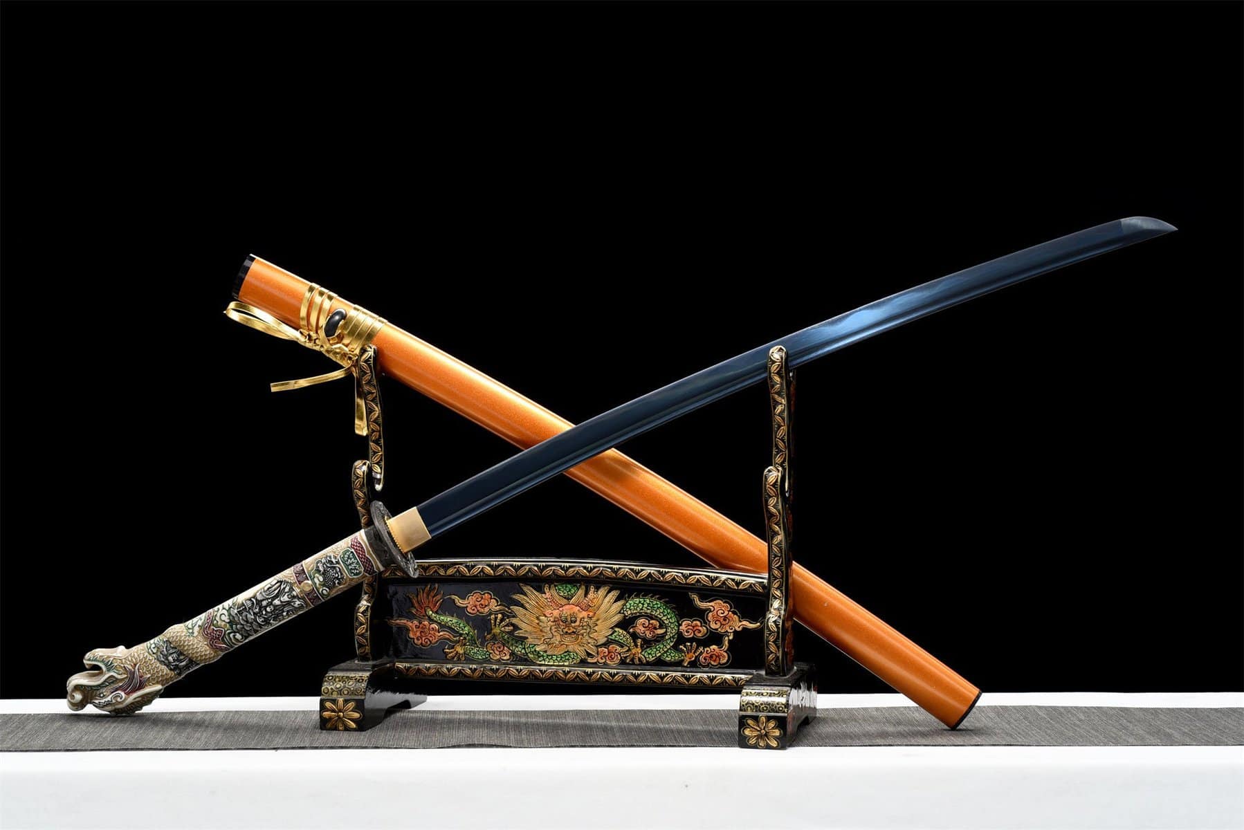 Dragon Head Orange Katana Blue Blade