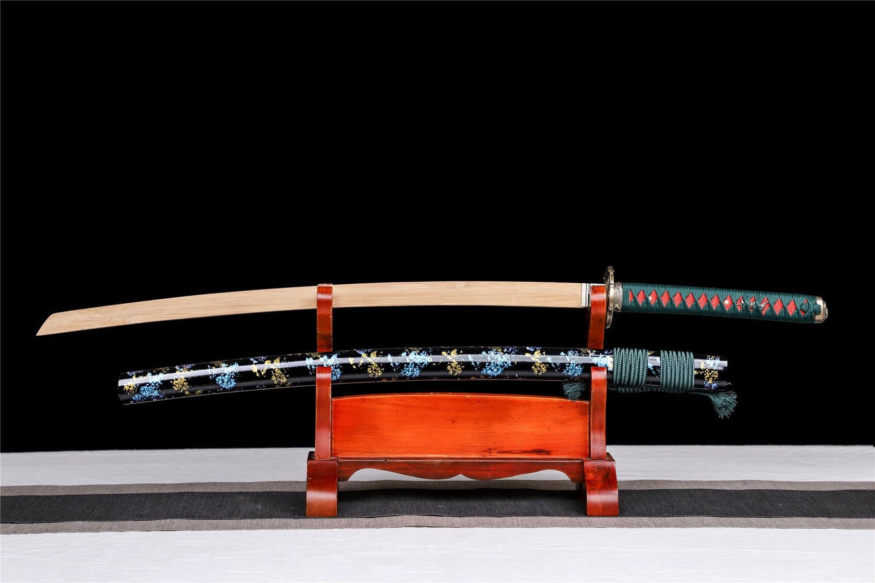 Gold And Blue Flowers Bokken