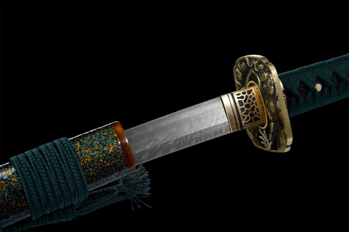 Green Shinto Damascus Katana