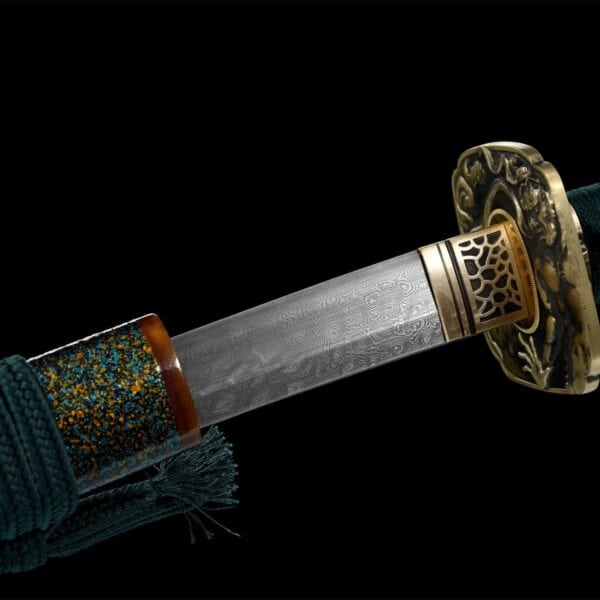 Green Shinto Damascus Katana