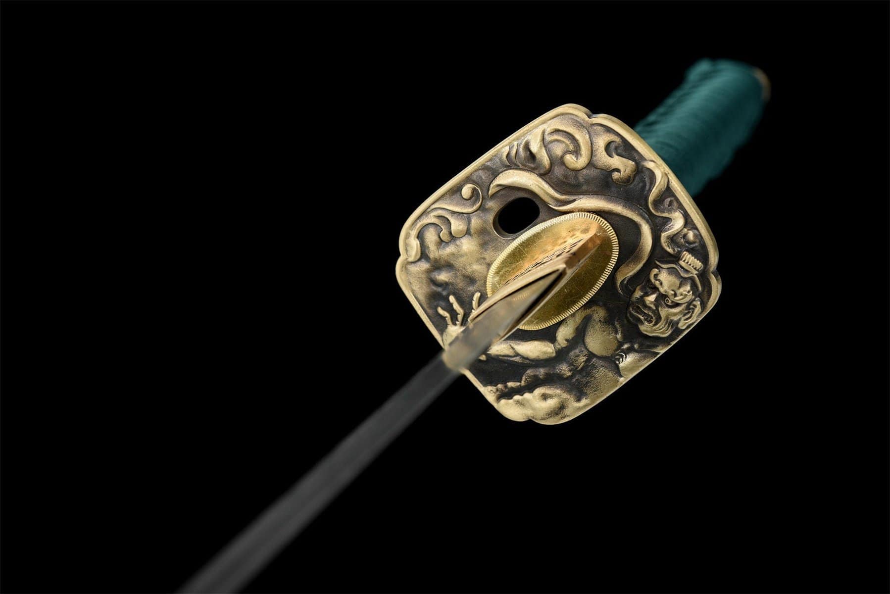 Green Shinto Damascus Katana