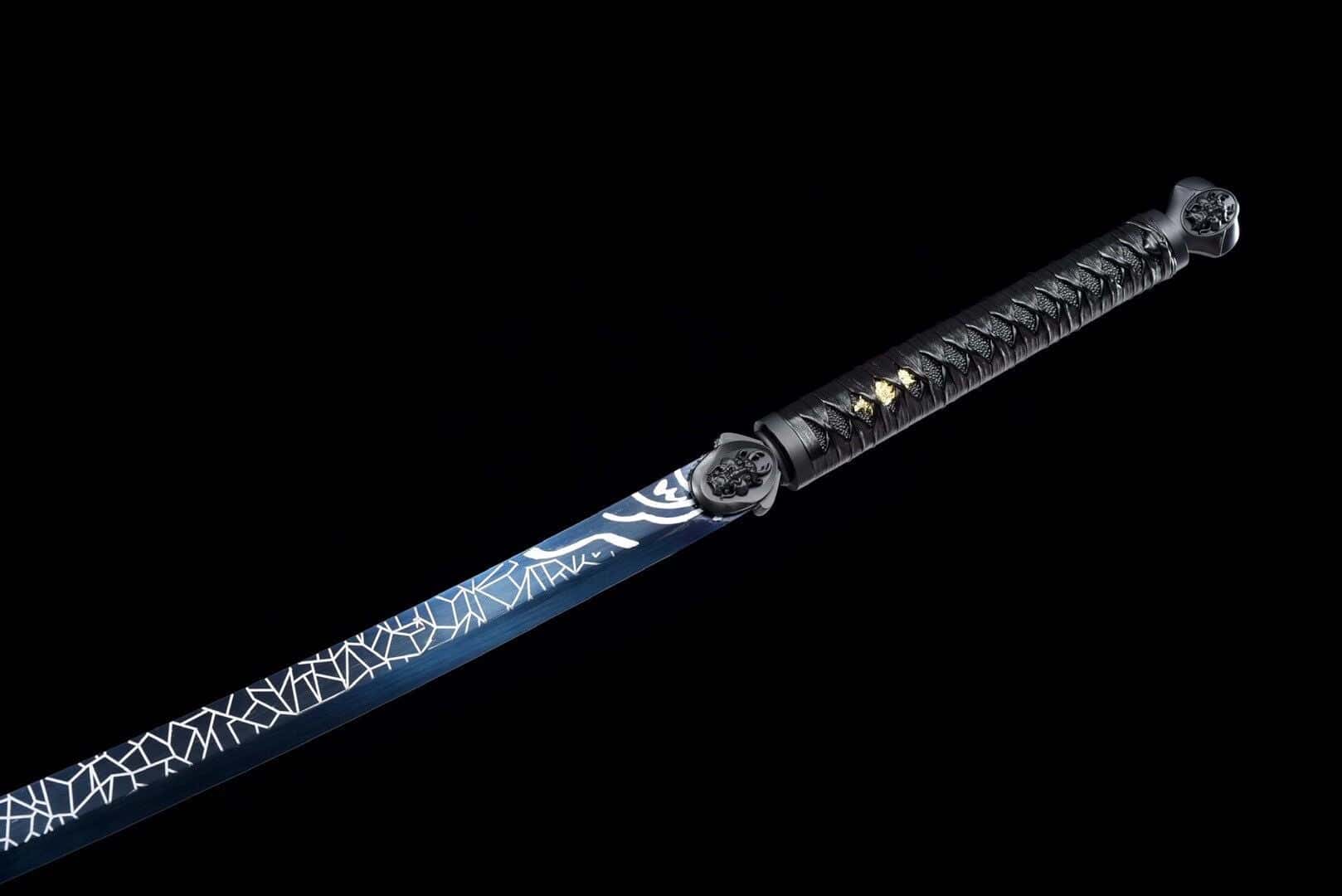 Handmade White And Blue Katana