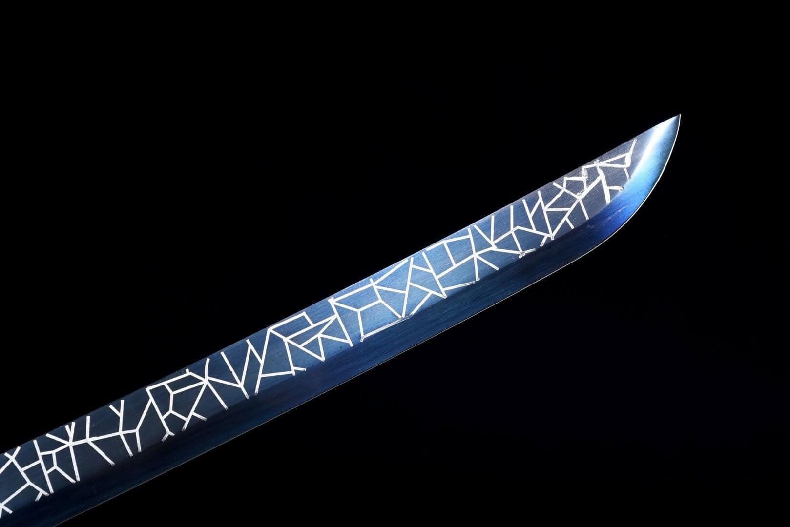 Handmade White And Blue Katana