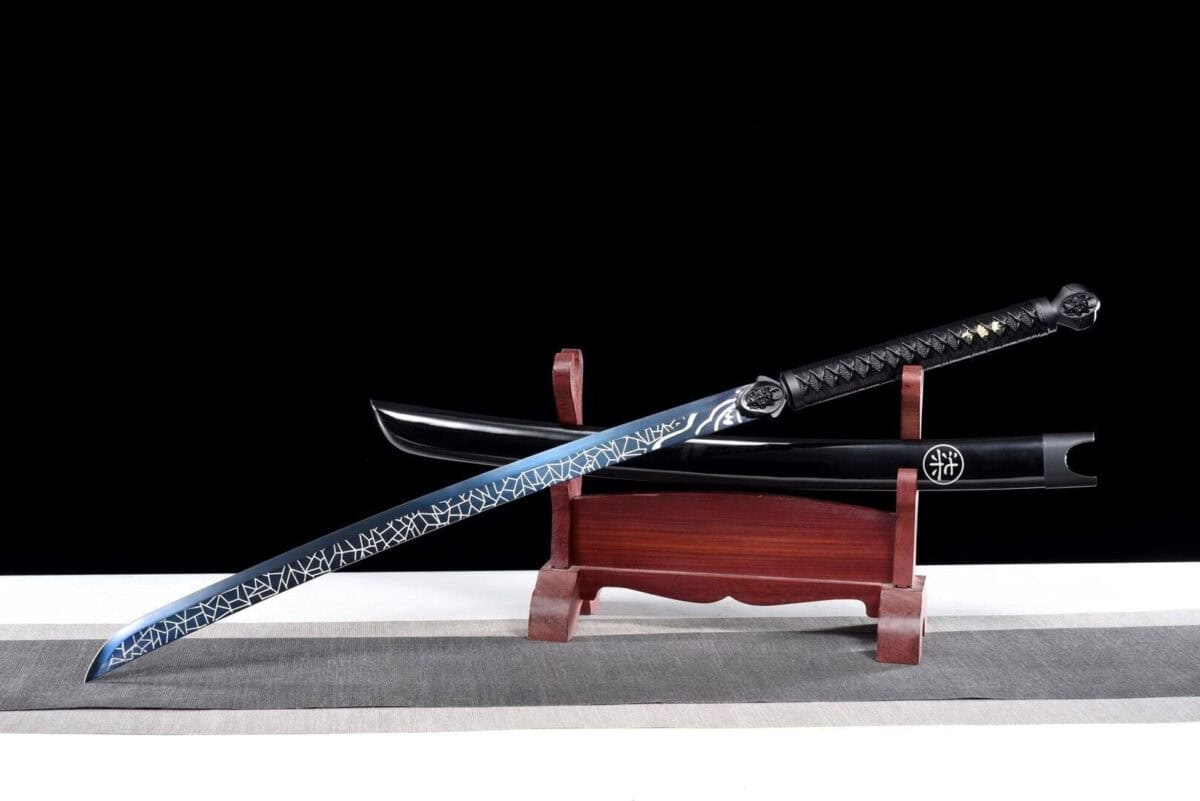 Handmade White And Blue Katana