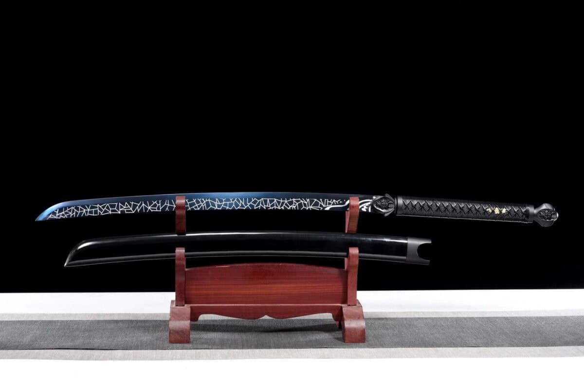 Handmade White And Blue Katana