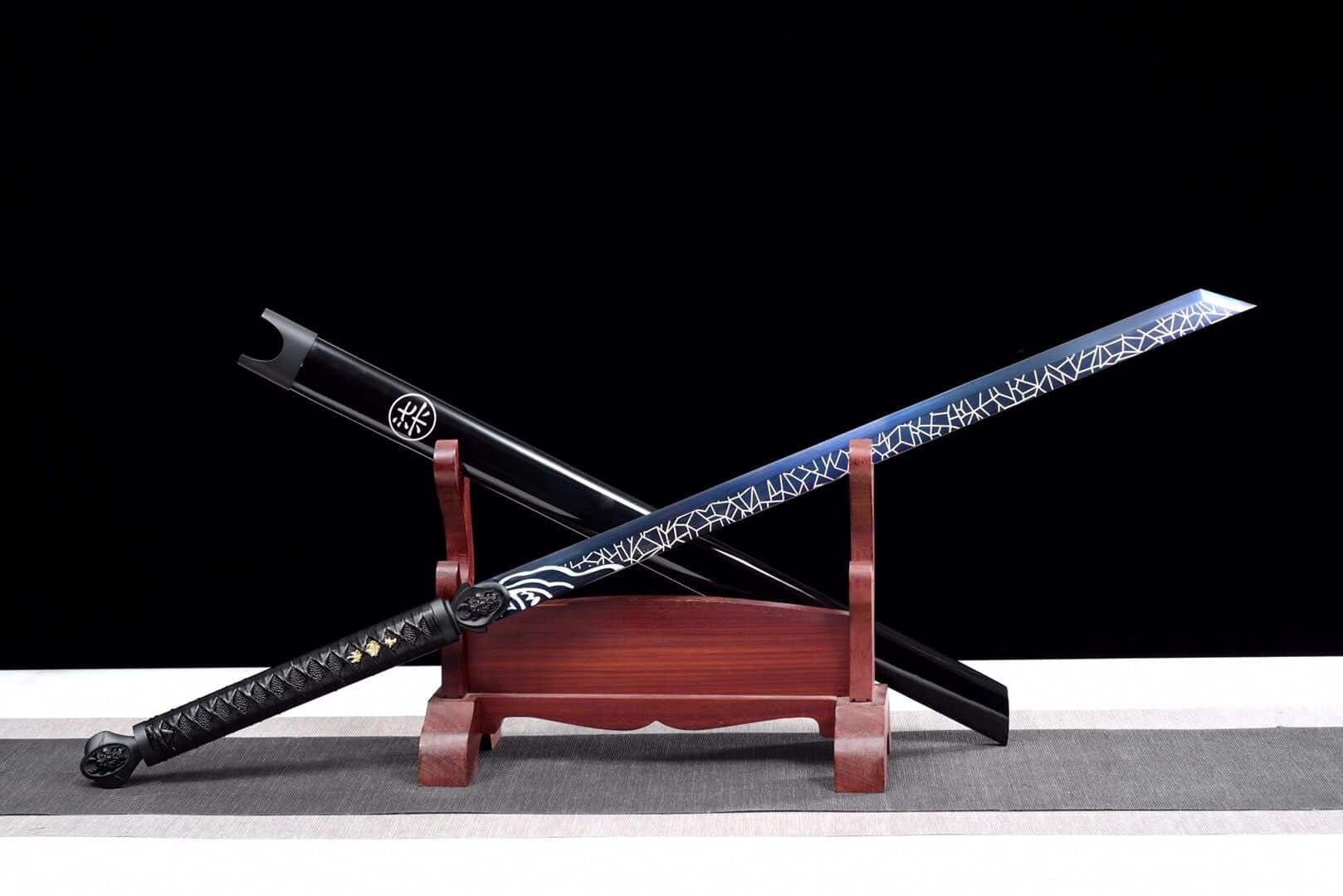 Handmade White And Blue Chokuto