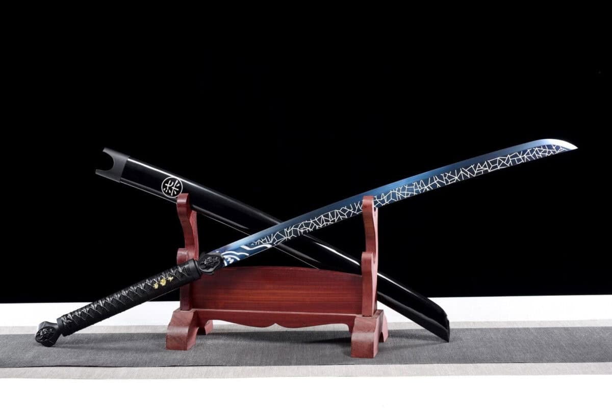 Handmade White And Blue Katana