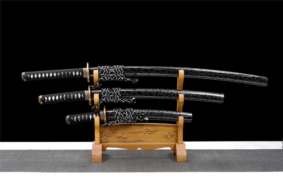 Japanese Swords Set Of 3 White Black